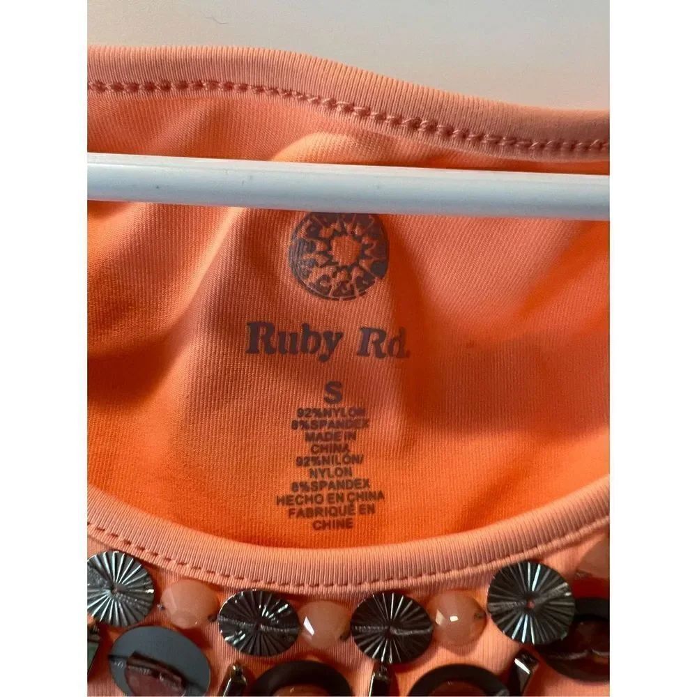 Ruby Rd. Orange tank with silver collar details - Picture 2 of 9